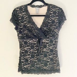 ANN TAYLOR LACE BEADED TOP Size MP